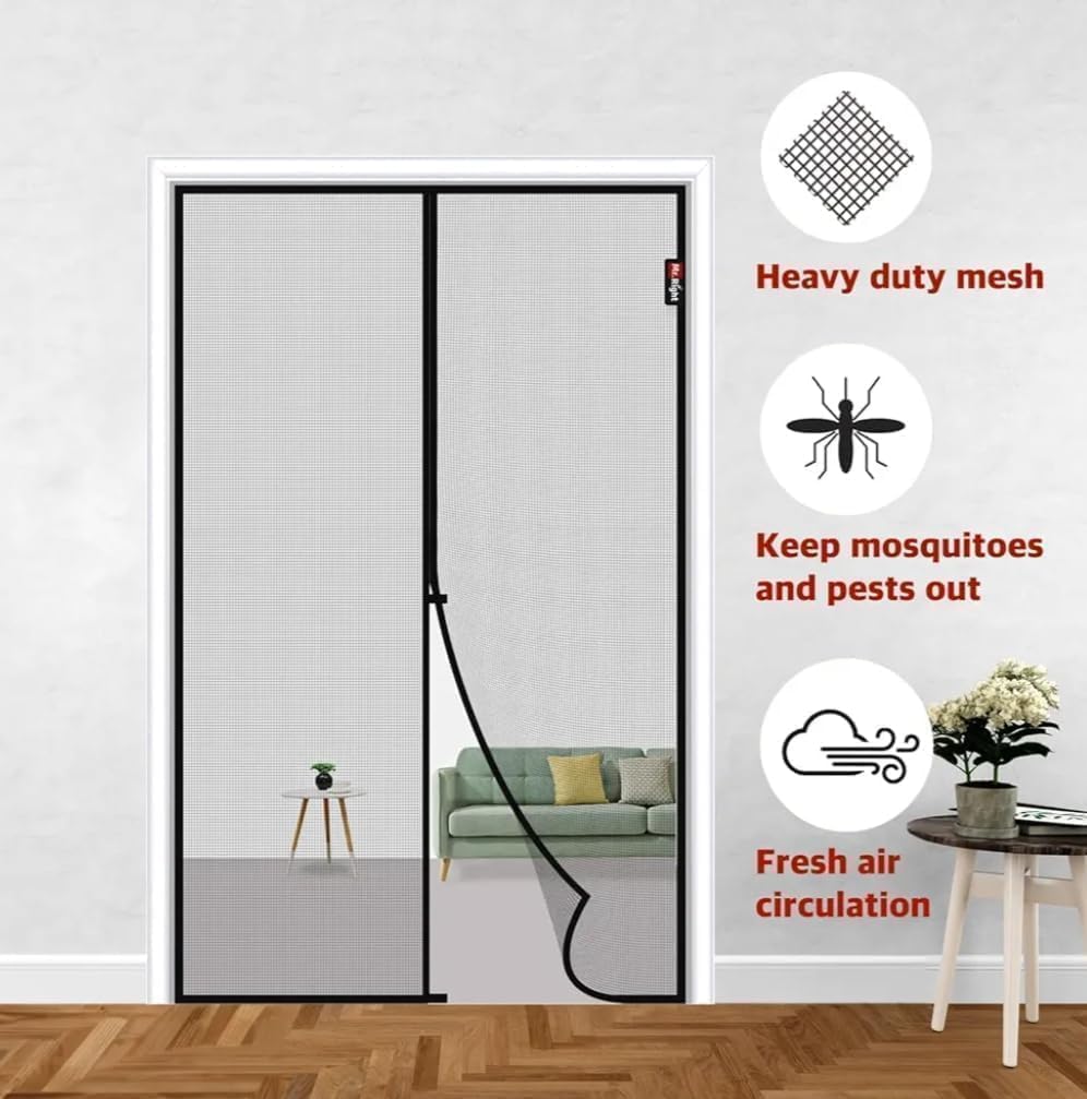 Magic Mesh Magnetic Mosquito Screen Door Net Curtain with Magnets Reinforced Polyester Mesh Curtain