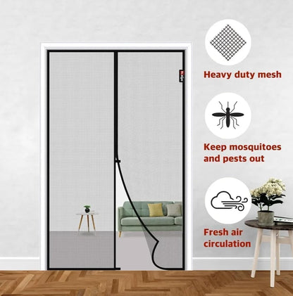 Magic Mesh Magnetic Mosquito Screen Door Net Curtain with Magnets Reinforced Polyester Mesh Curtain
