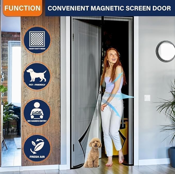 Magic Mesh Magnetic Mosquito Screen Door Net Curtain with Magnets Reinforced Polyester Mesh Curtain