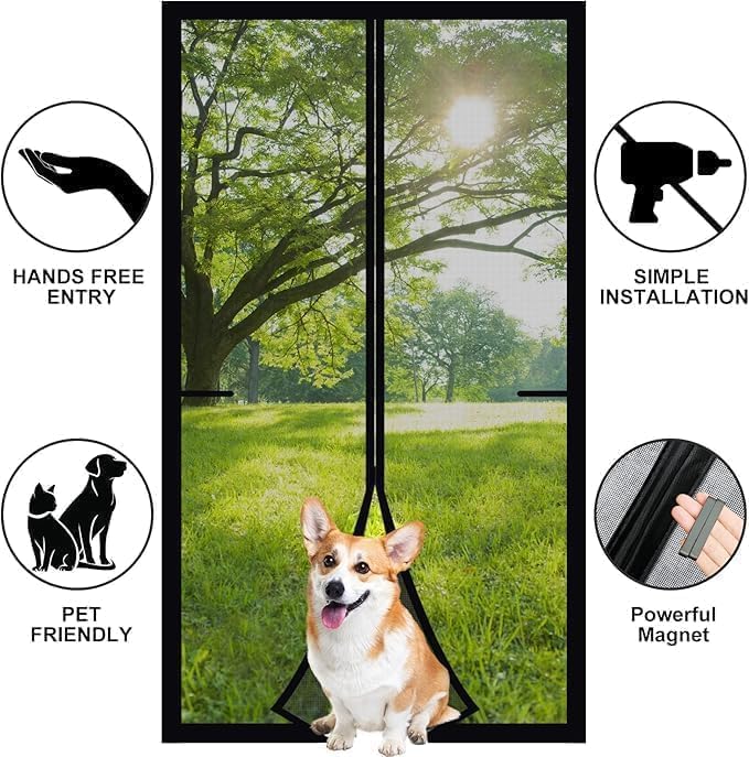 Magic Mesh Magnetic Mosquito Screen Door Net Curtain with Magnets Reinforced Polyester Mesh Curtain