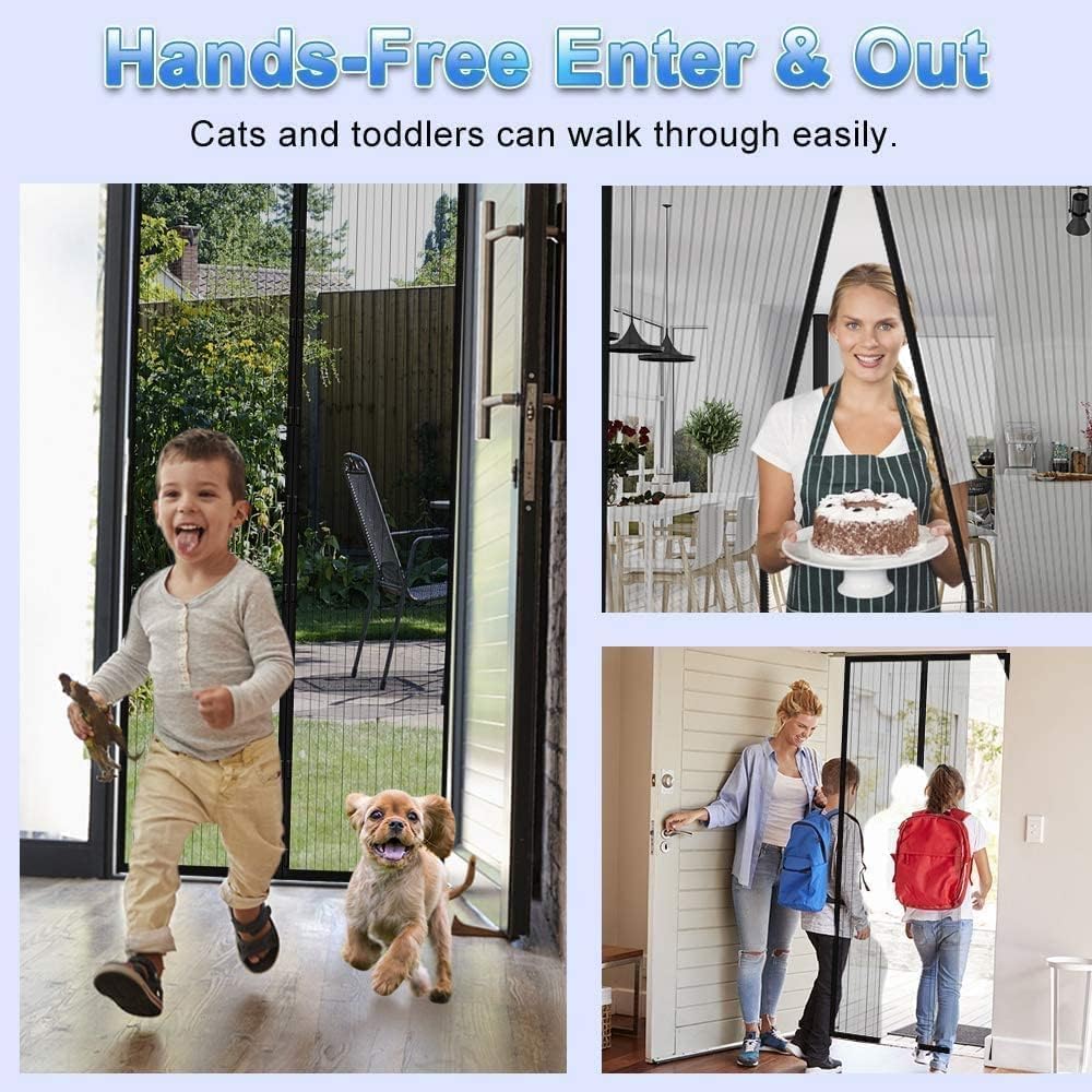 Magic Mesh Magnetic Mosquito Screen Door Net Curtain with Magnets Reinforced Polyester Mesh Curtain